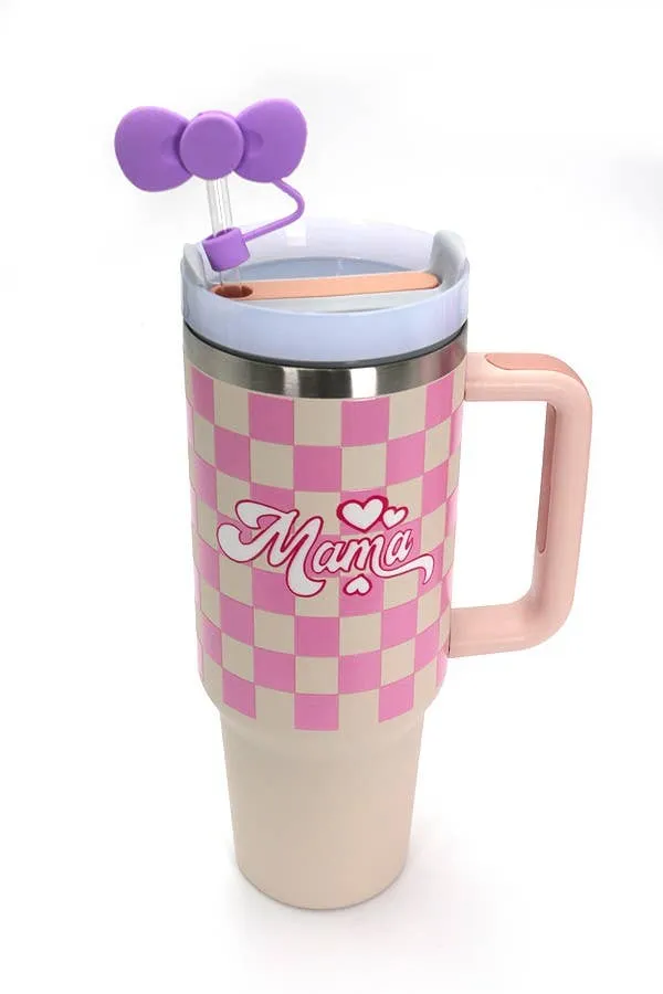 40oz  SILICONE TUMBLER  STYLE STRAW COVER CAP | 40BT1921: FLOWER WHITE