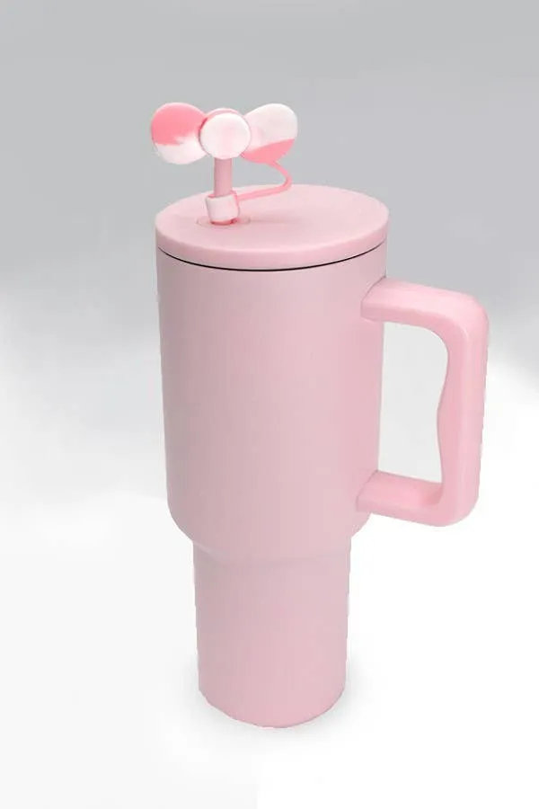 40oz  SILICONE TUMBLER  STYLE STRAW COVER CAP | 40BT1921: FLOWER WHITE