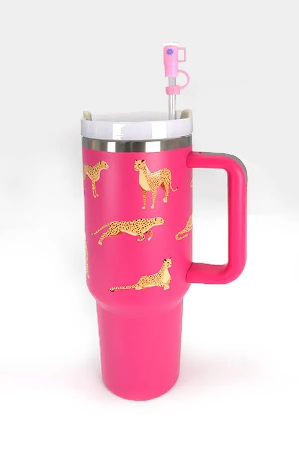 40oz  SILICONE TUMBLER  STYLE STRAW COVER CAP | 40BT1921: FLOWER WHITE