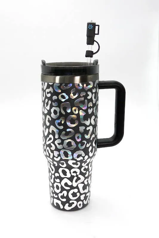 40oz  SILICONE TUMBLER  STYLE STRAW COVER CAP | 40BT1921: FLOWER WHITE