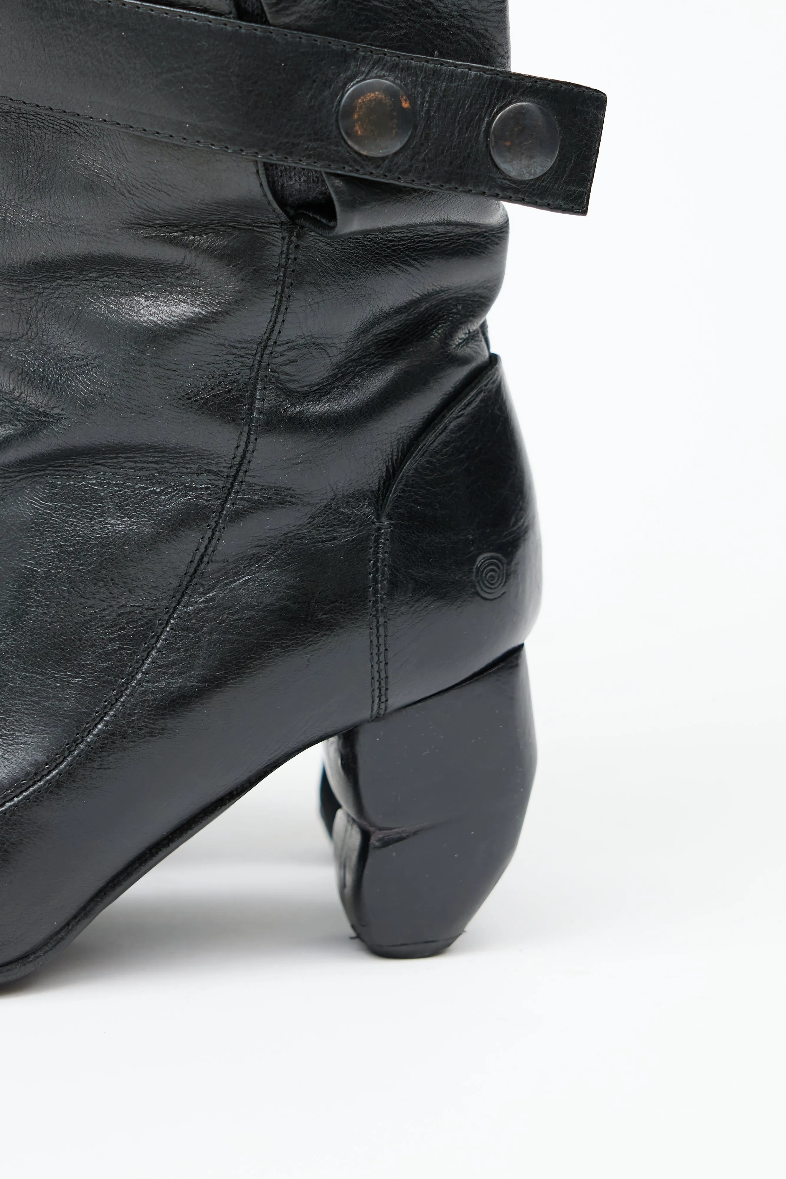 Black Leather & Sock Boot