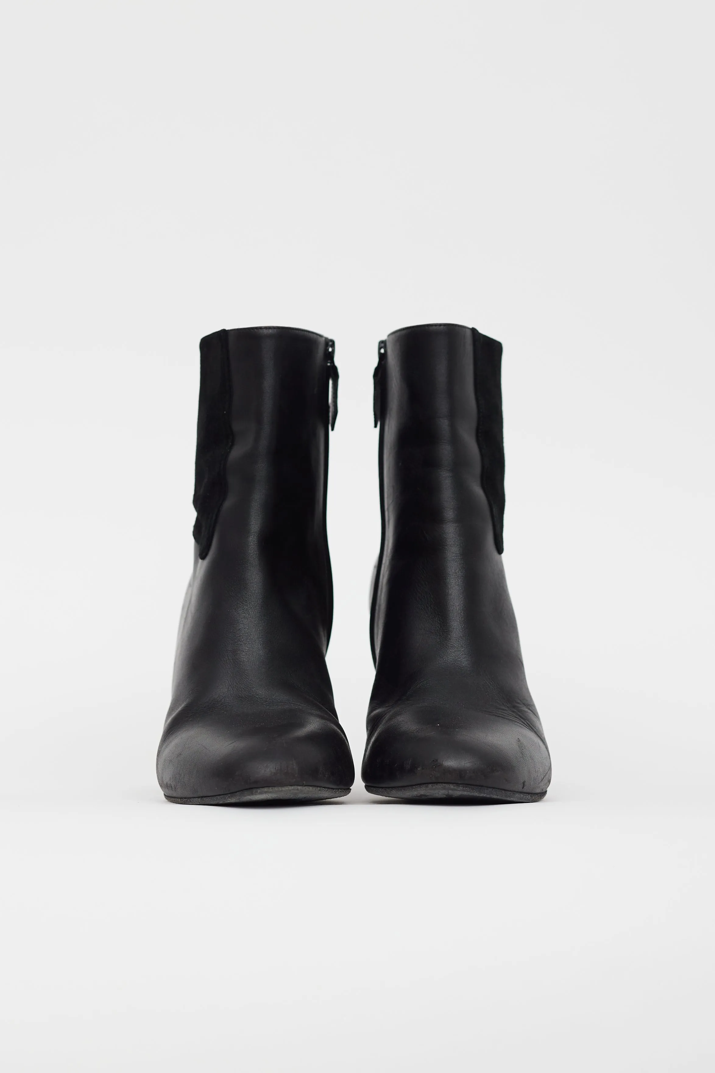 Black Leather & Suede Ankle Boot