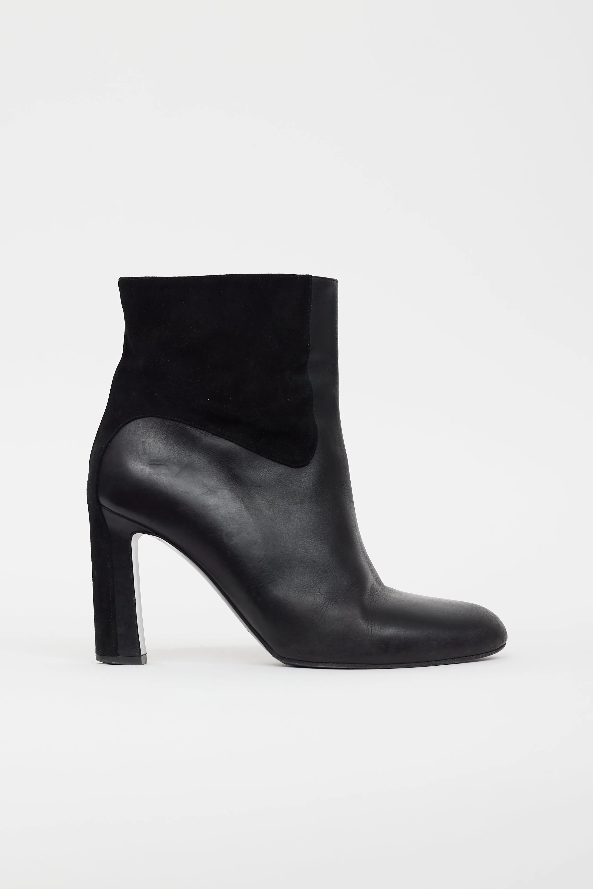 Black Leather & Suede Ankle Boot