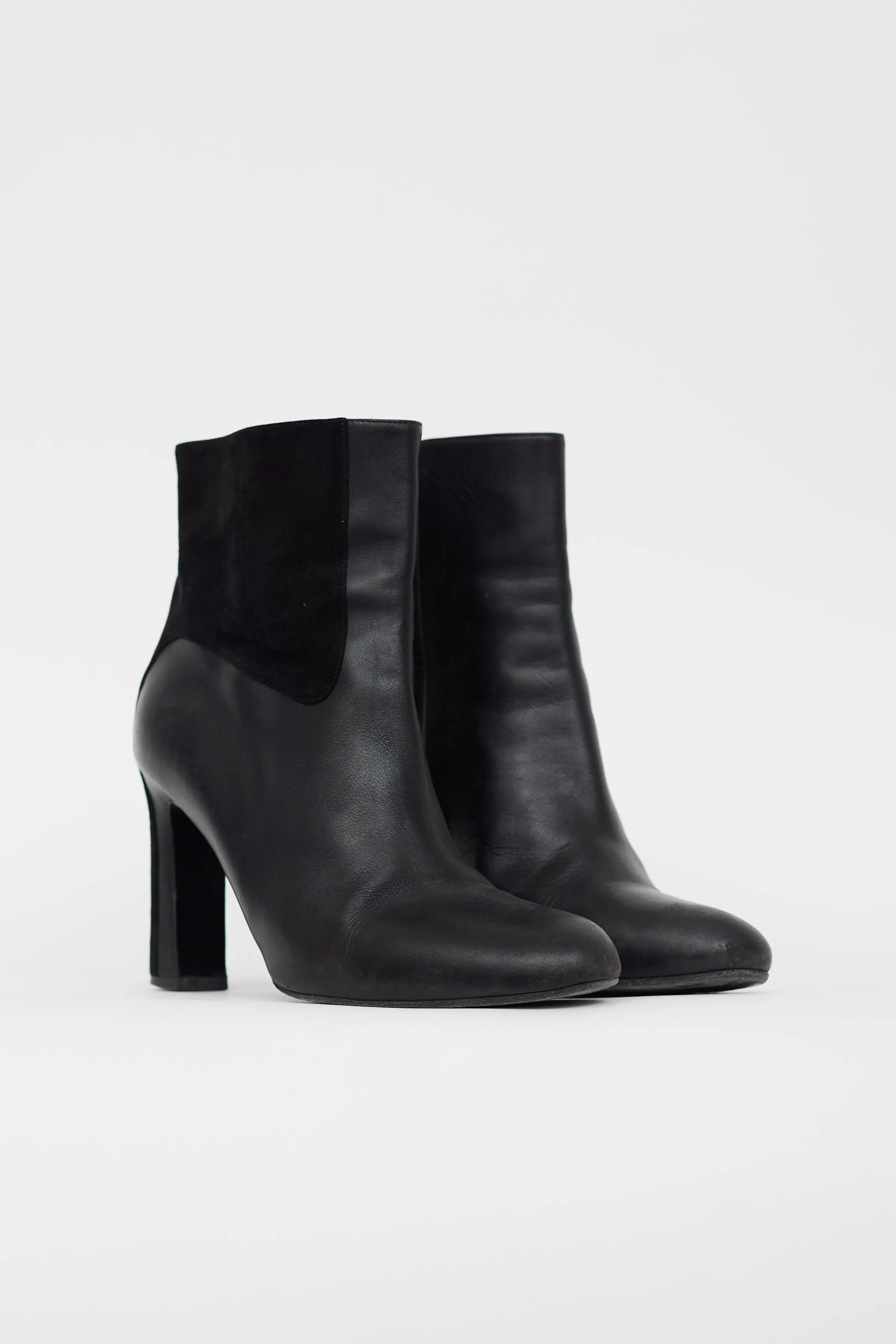 Black Leather & Suede Ankle Boot