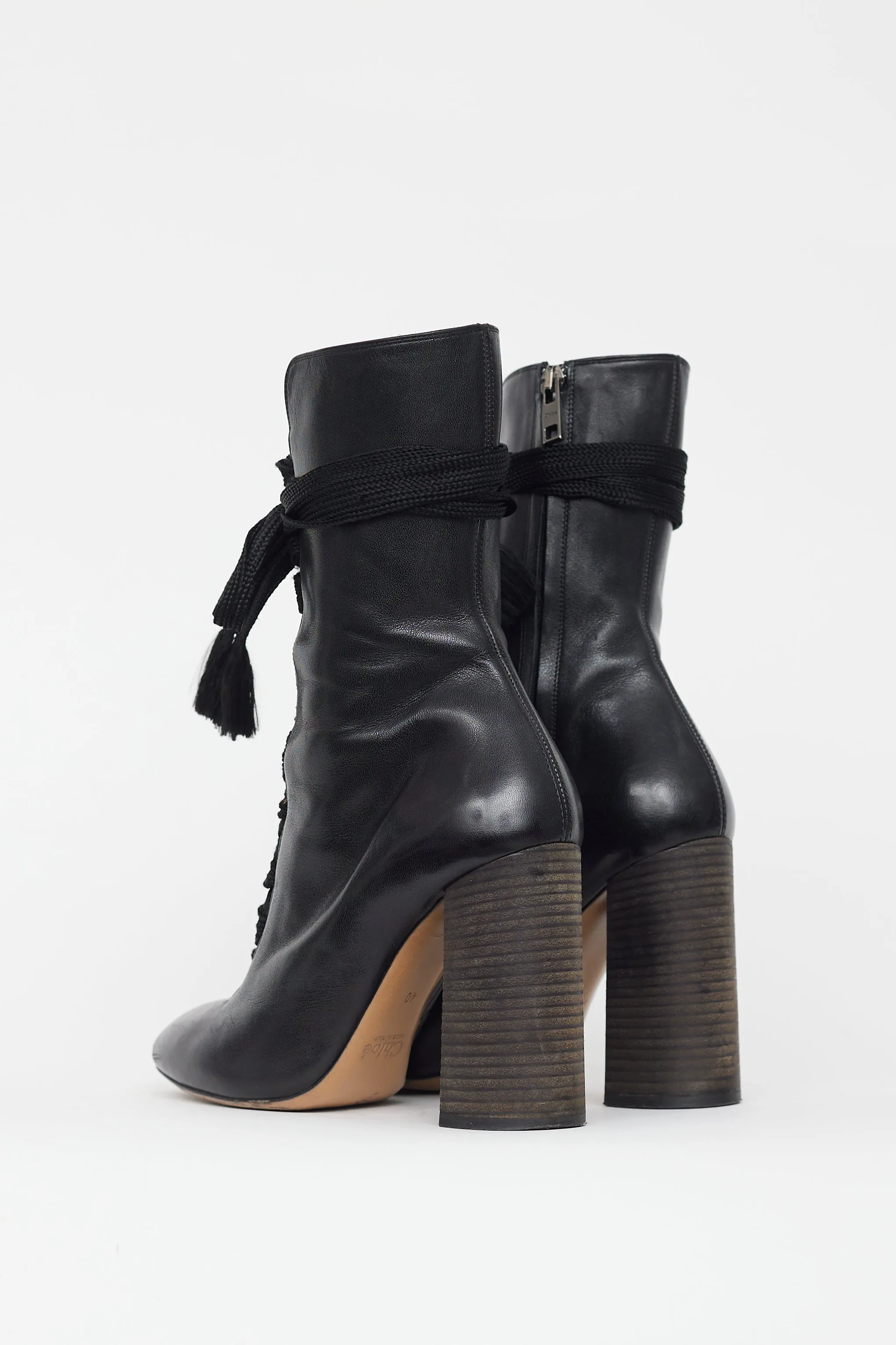 Black Leather Lace Up Boot