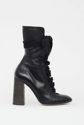 Black Leather Lace Up Boot