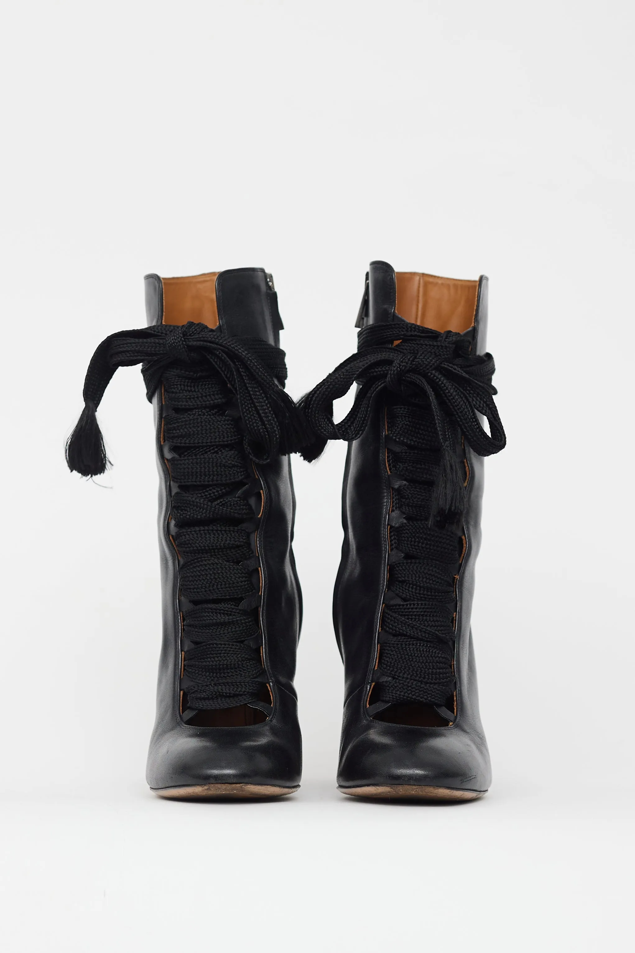 Black Leather Lace Up Boot