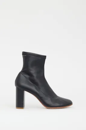 Black Leather Sock Boot