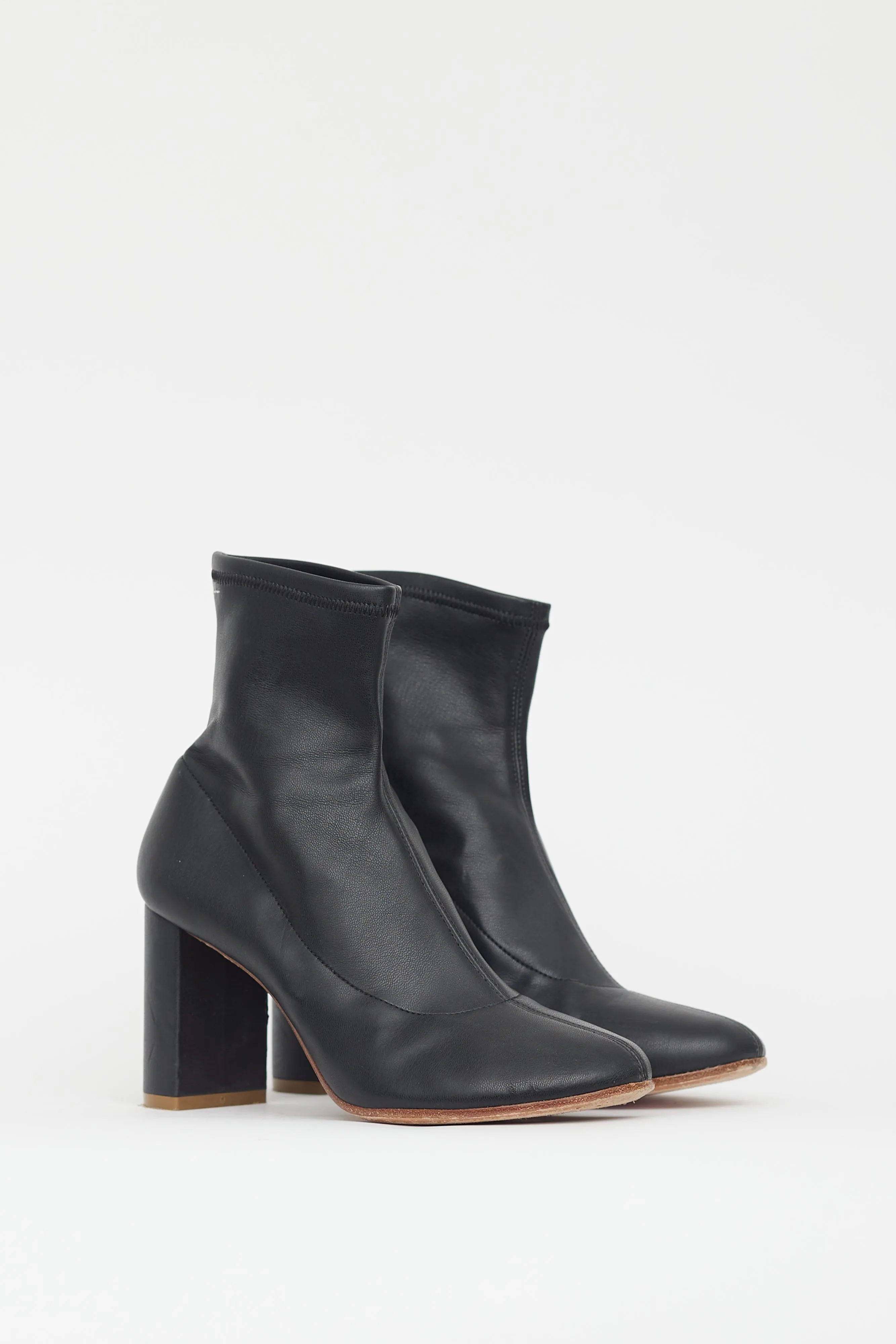 Black Leather Sock Boot