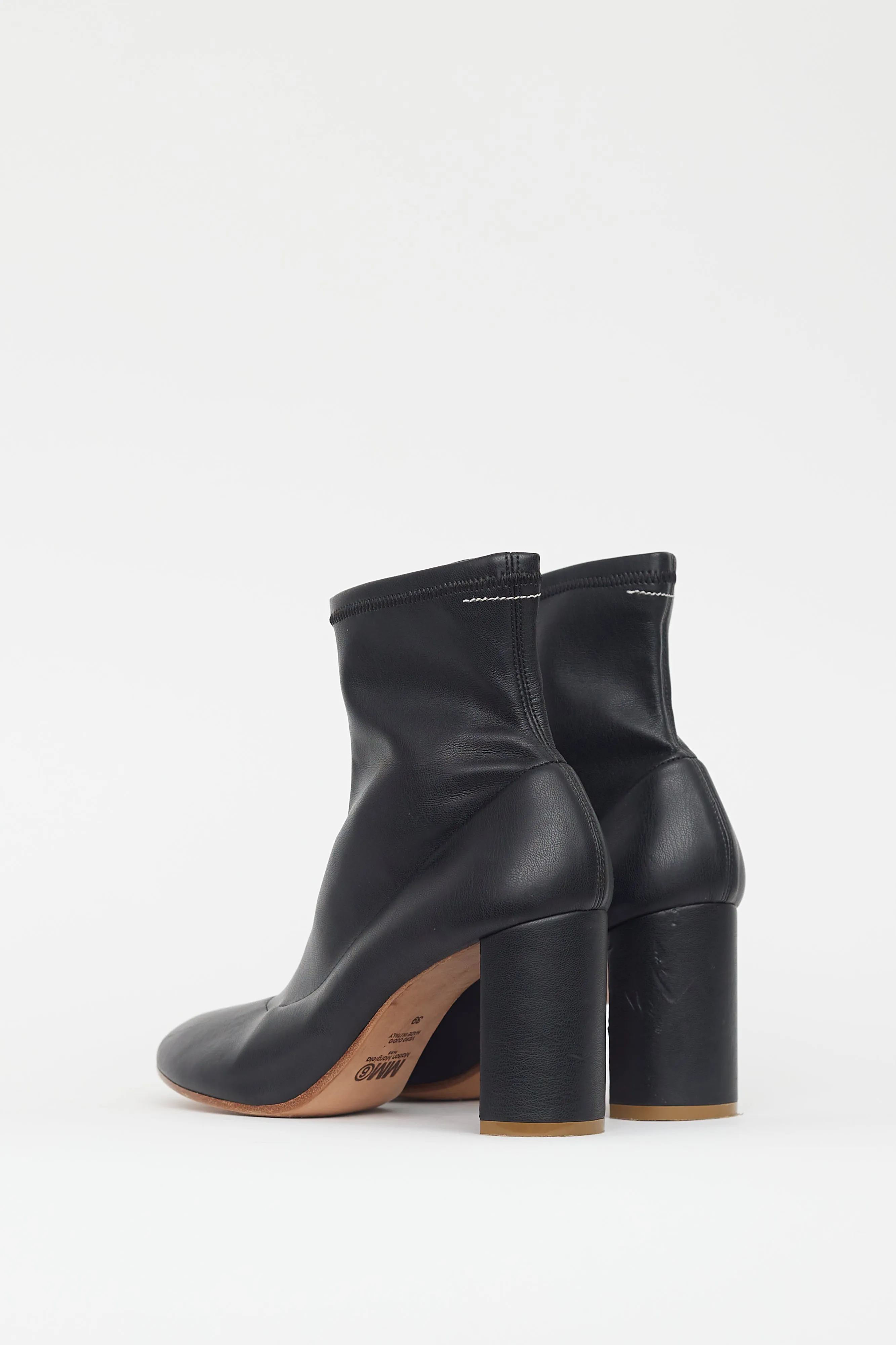 Black Leather Sock Boot