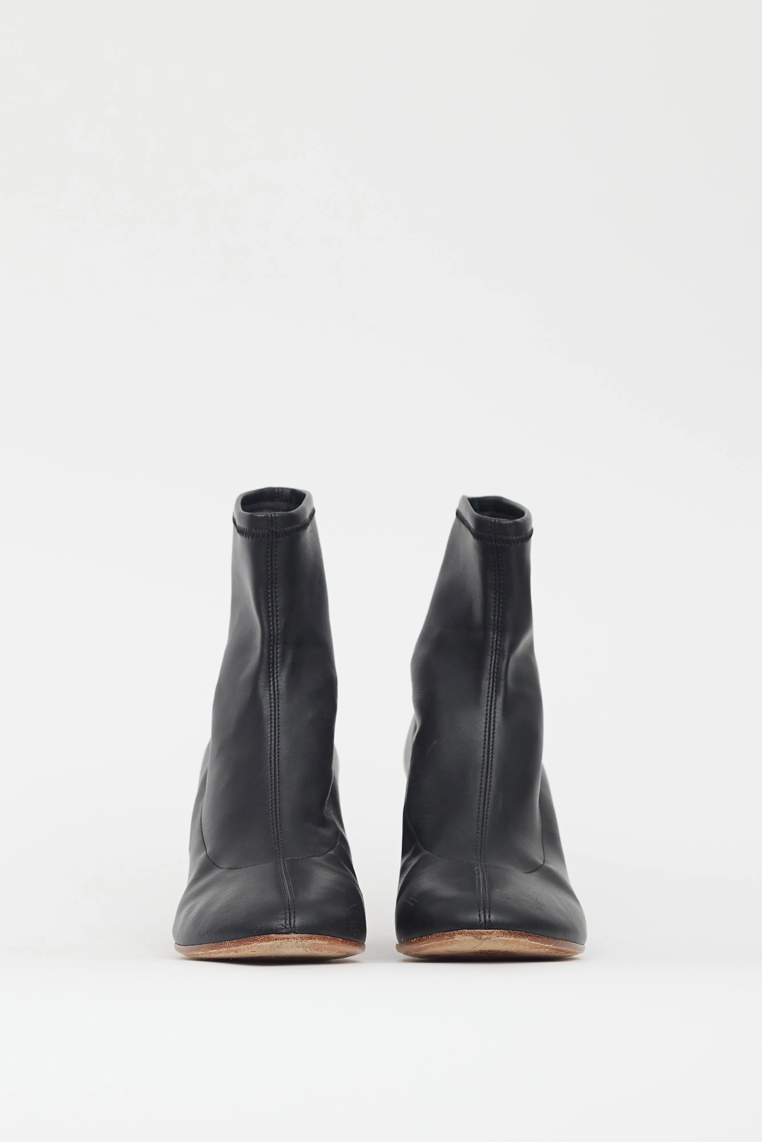 Black Leather Sock Boot