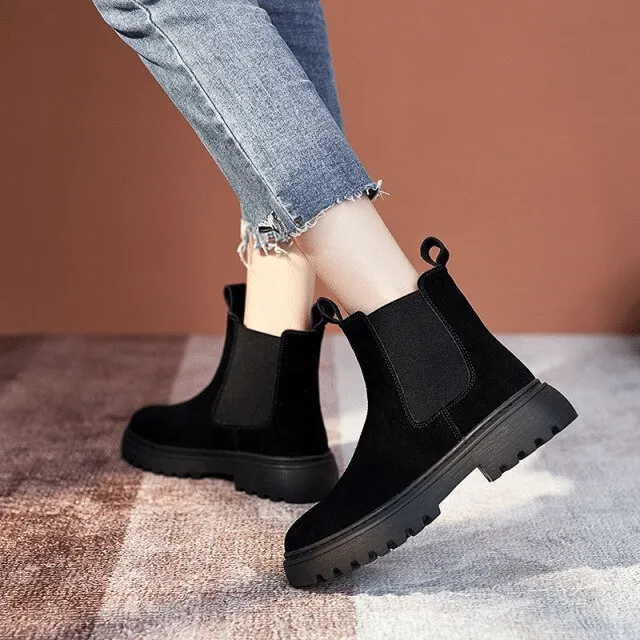 Cuzcare Women Orthopedic Ankle Boots Chunky Sole