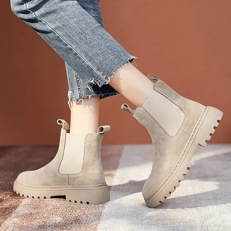 Cuzcare Women Orthopedic Ankle Boots Chunky Sole