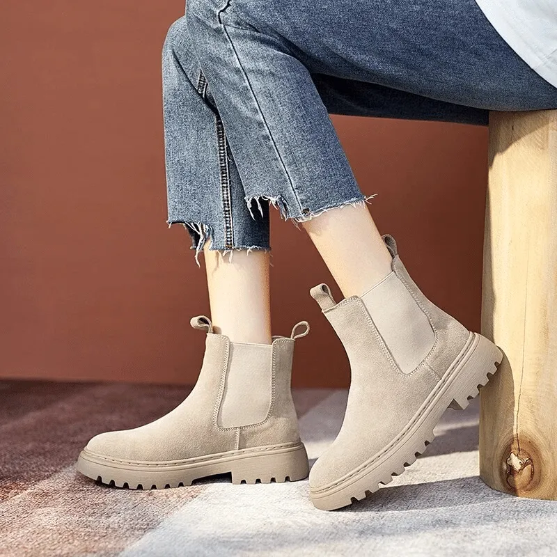 Cuzcare Women Orthopedic Ankle Boots Chunky Sole
