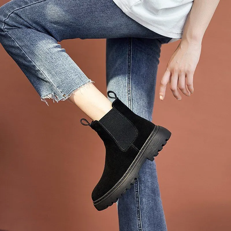 Cuzcare Women Orthopedic Ankle Boots Chunky Sole