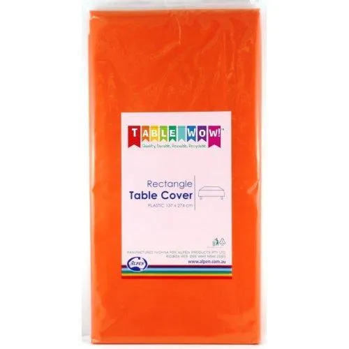 Orange Rectangular Plastic Table Cover