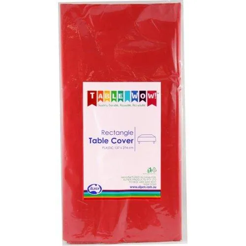 Red Plastic Rectangular Table Cover