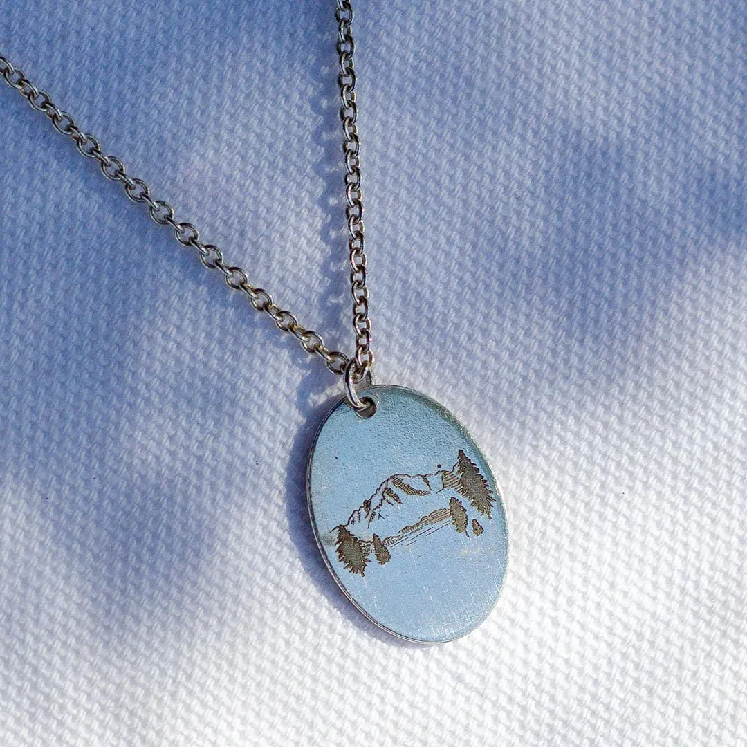 Sterling Silver Voyager Charm Necklace - Mountain Peaks