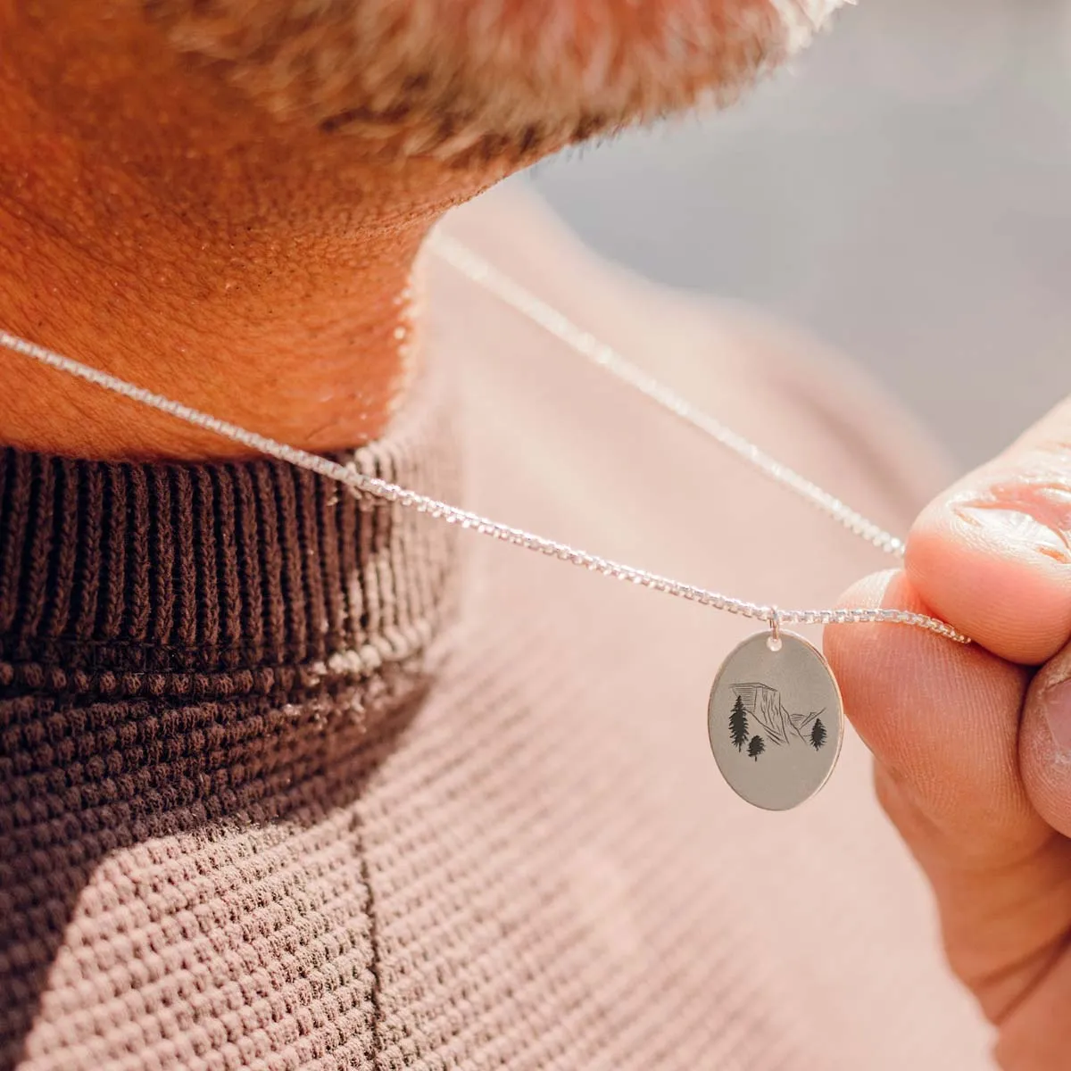 Sterling Silver Voyager Charm Necklace - Mountain Peaks