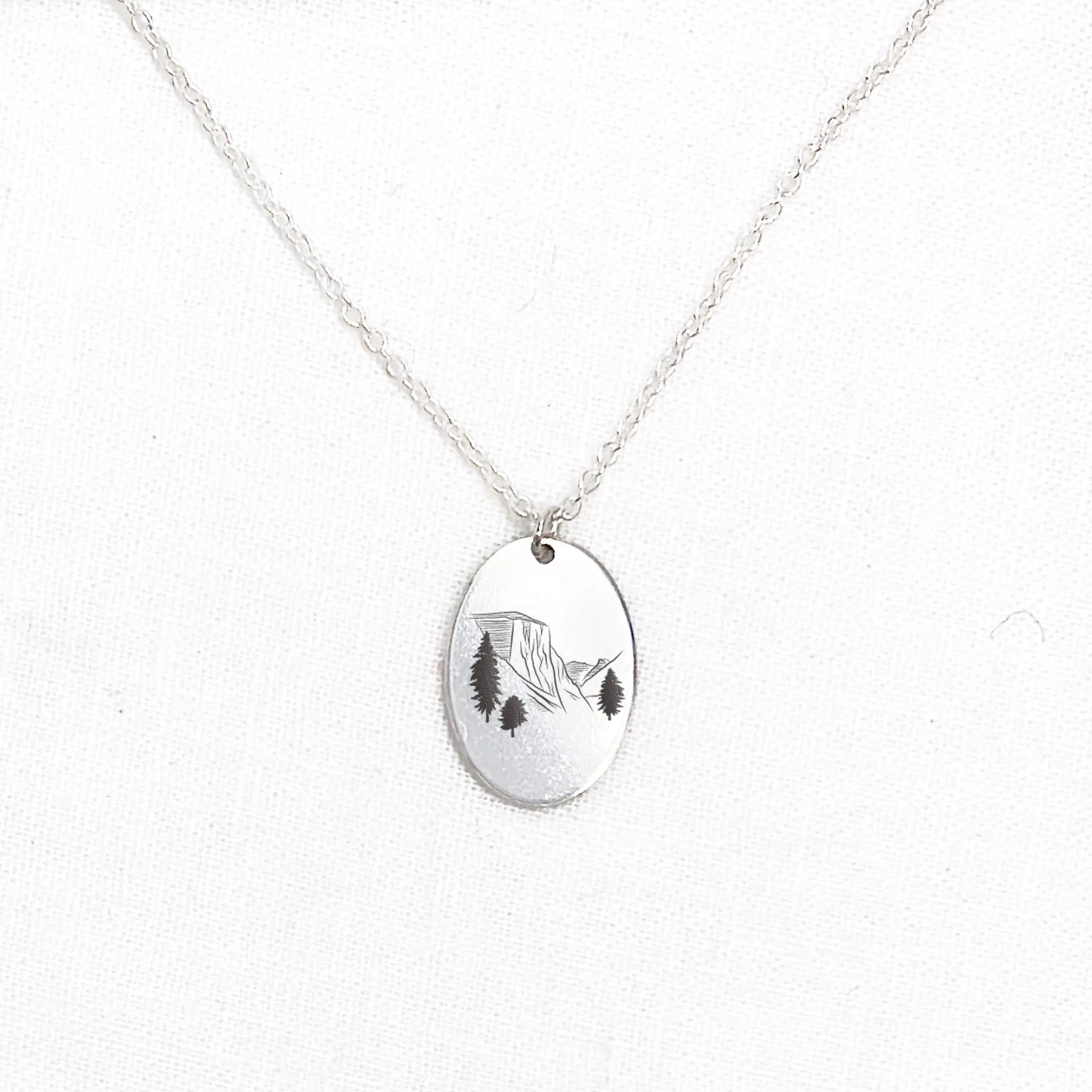 Sterling Silver Voyager Charm Necklace - Mountain Peaks