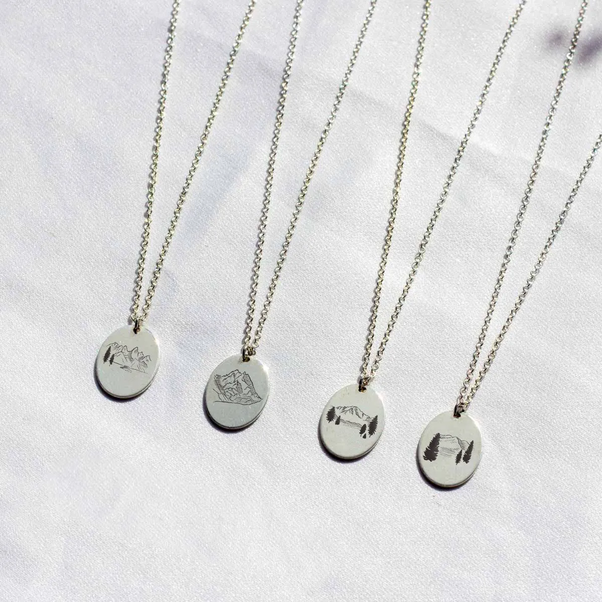 Sterling Silver Voyager Charm Necklace - Mountain Peaks